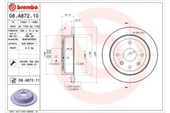 Тормозной диск для CHEVROLET LACETTI универсал (J200) 1.4 2005-, код двигателя F14D3, V см3 1399, кВт 70, л.с. 95, бензин, Brembo 08A87210